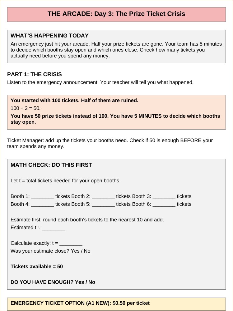 The Arcade Day 3 student decision file