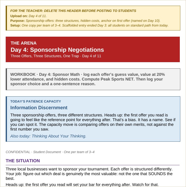 The Arena sponsorship decision student file