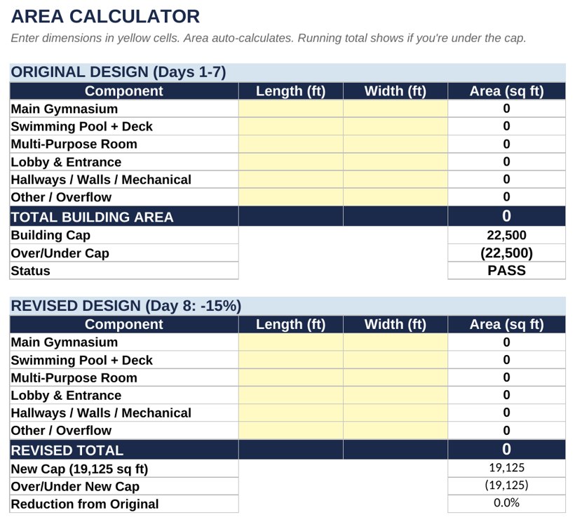 The Excel-based student workbook with an integrated Constraint Checker returning live feedback on measurements.