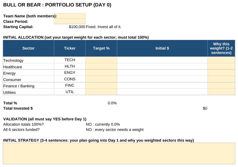 The team workbook showing the automated lock-in engine, the 3 percent fee calculator, and the decision journal.