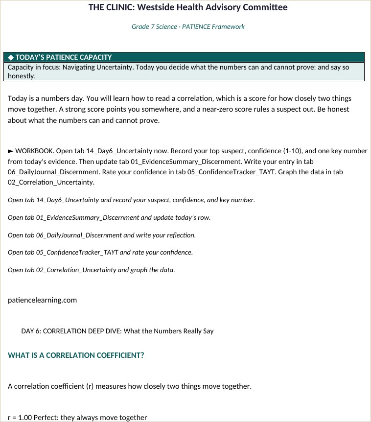 The Clinic correlation-day student file
