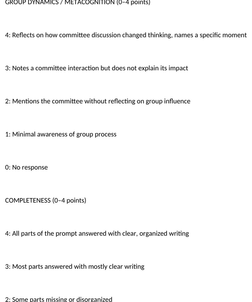 The grading note: graded on reasoning, not naming the cause