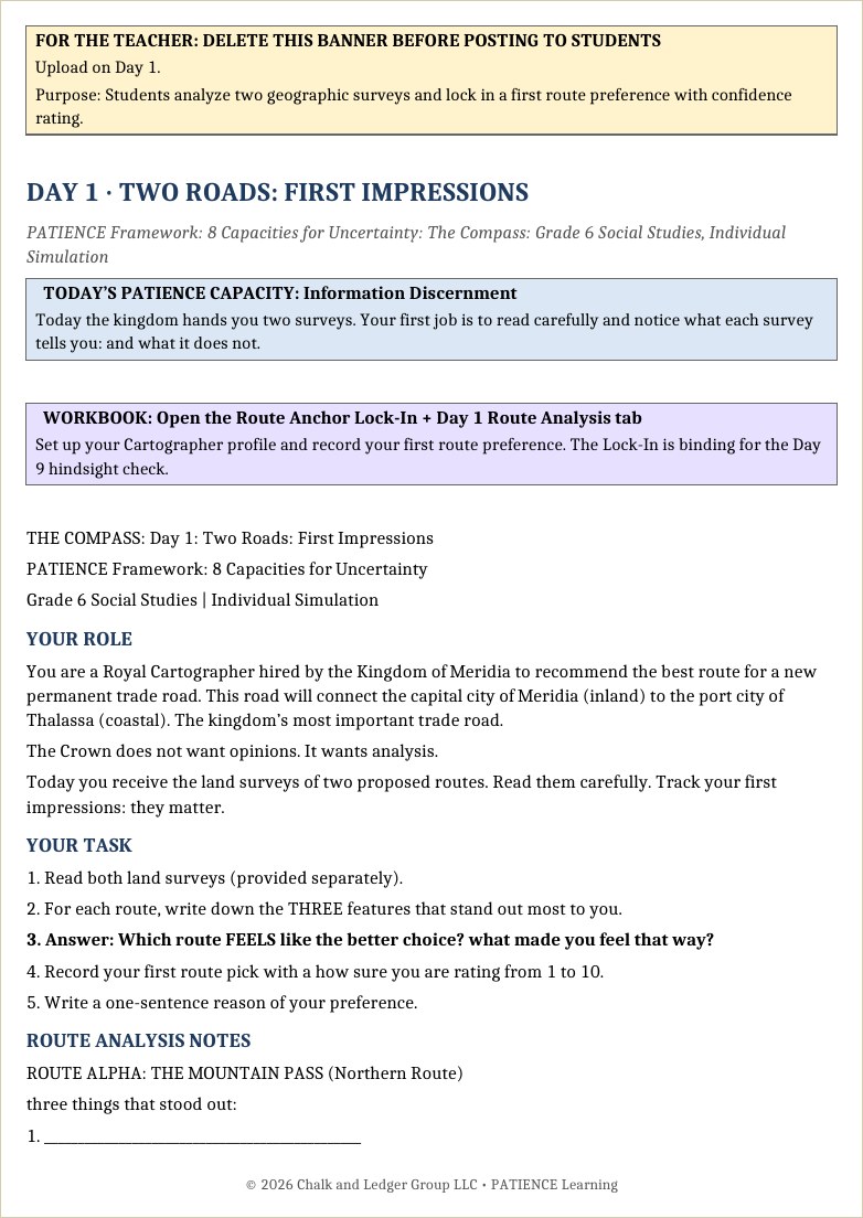 The Compass route survey student file