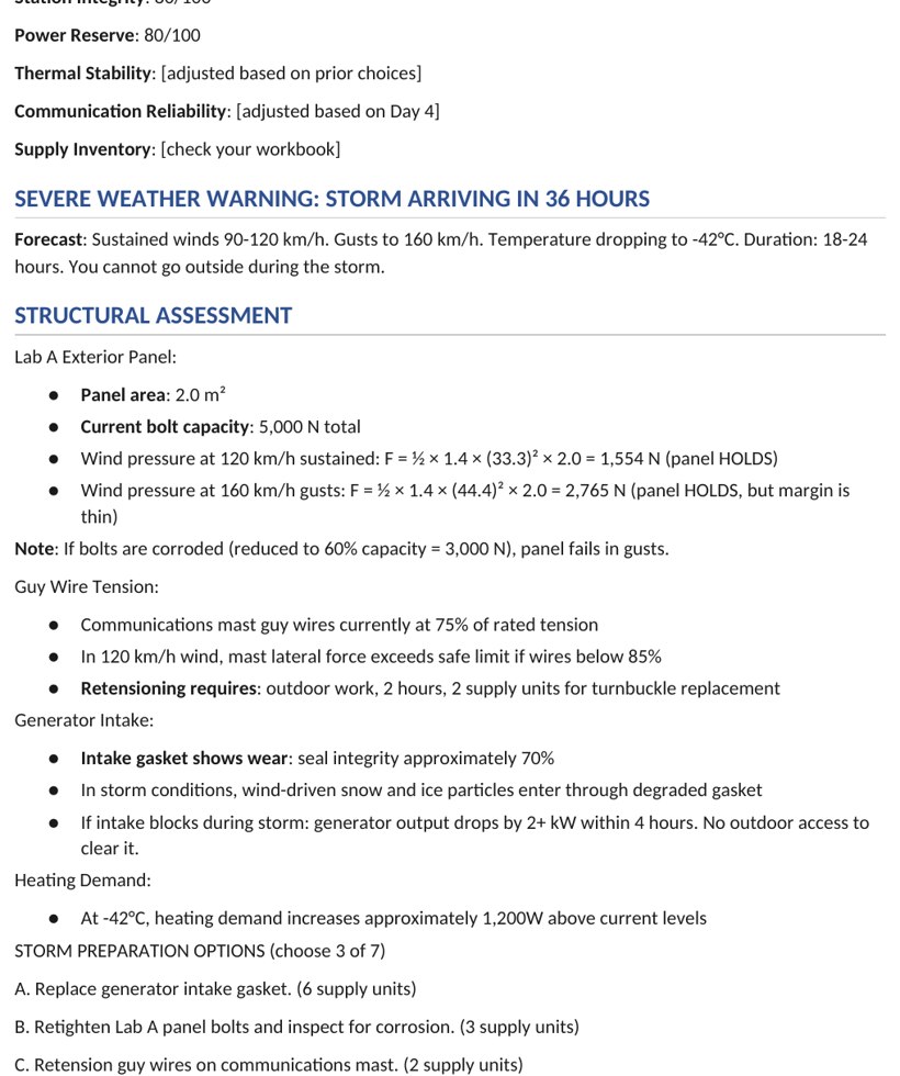 A student case page showing the day's station metrics, a data release, and the diagnostic decision the student must make.