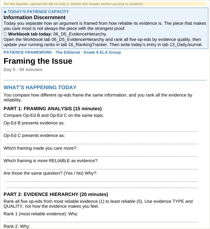 The Editorial framing-day student file