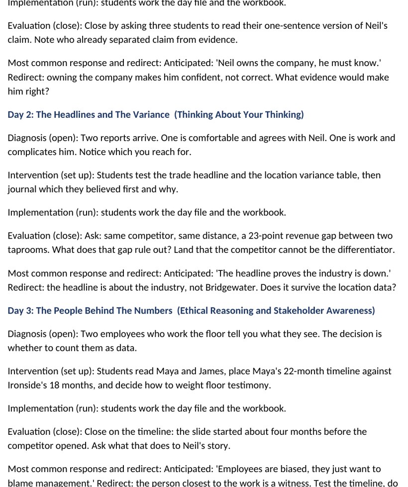 The teacher guide for The Fix, with DIIE say-scripts and redirect language for every one of the twelve days.