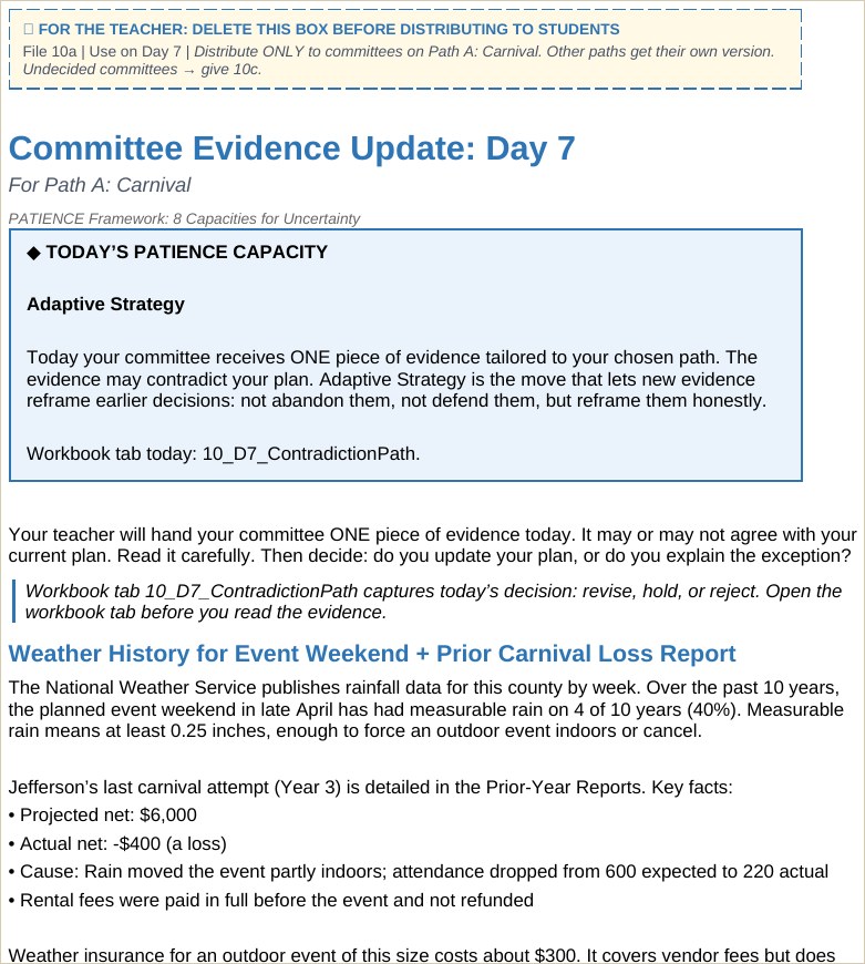 The Fundraiser contradiction-day student file