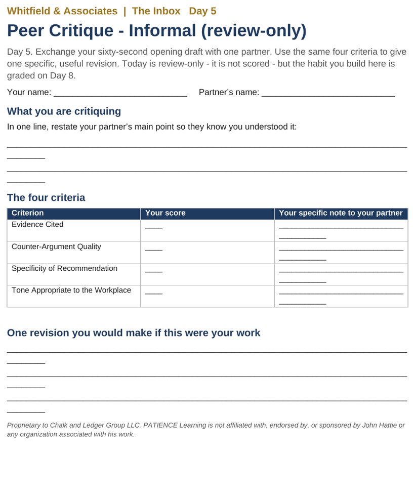 A student case page showing an inbox item with stakeholder details, deadline, and the four triage actions a student can choose.