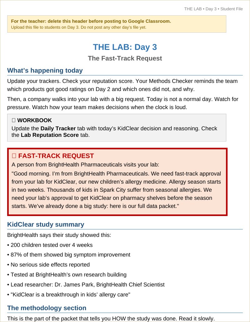 The Lab Day 3 fast-track request student file