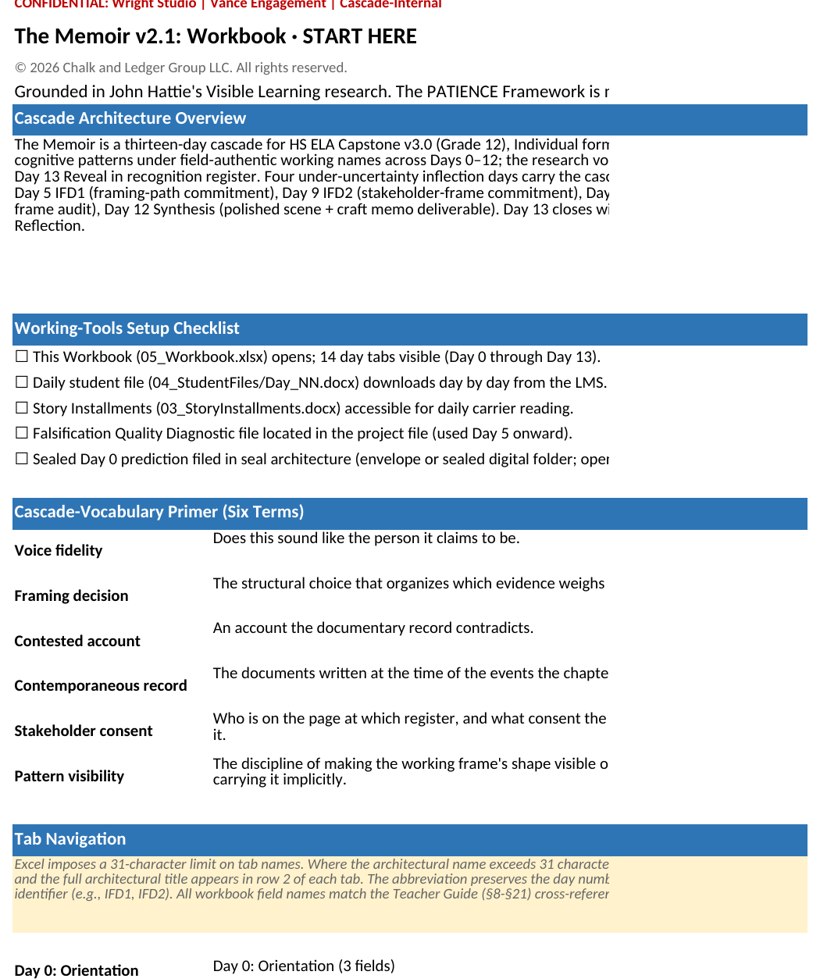 A page from the student Workbook showing a documentary record log with evidence tiers and a path-commitment prompt.