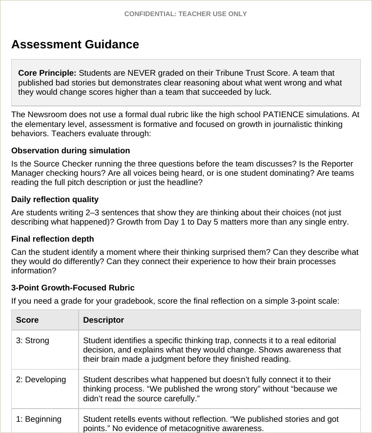 The grading note: graded on reasoning, not the headlines