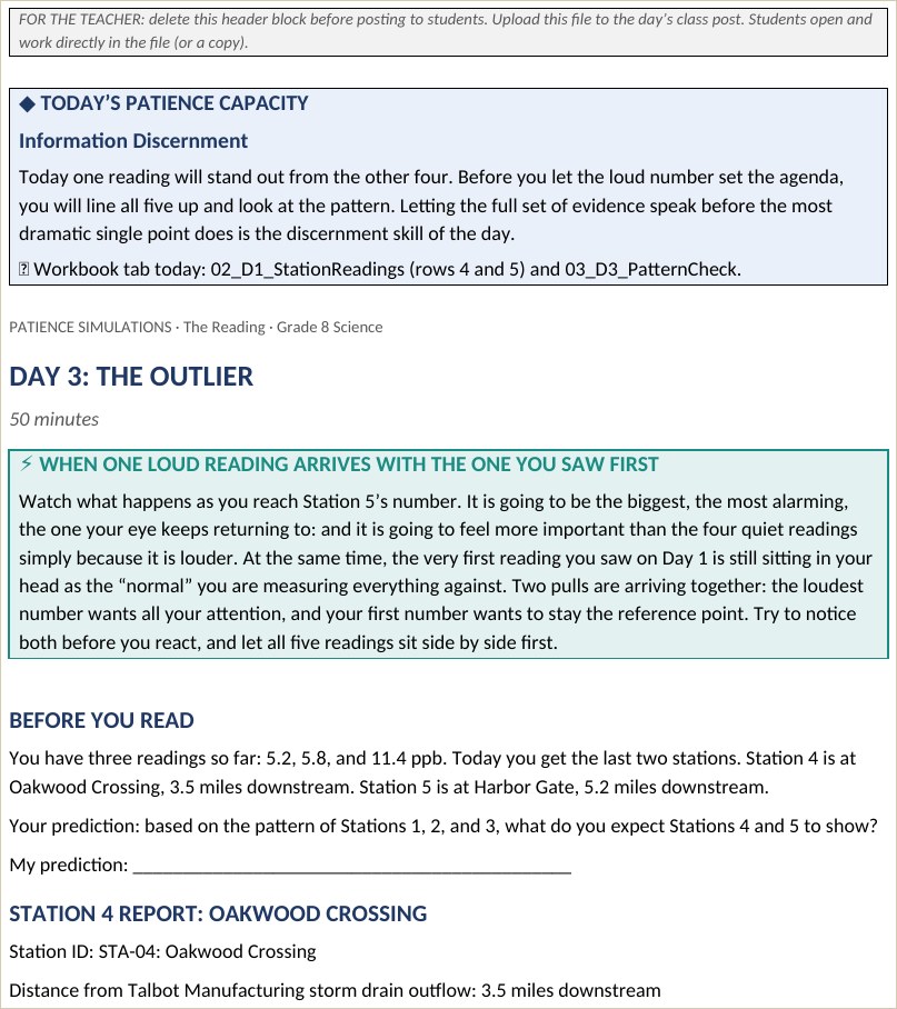 The Reading outlier student file