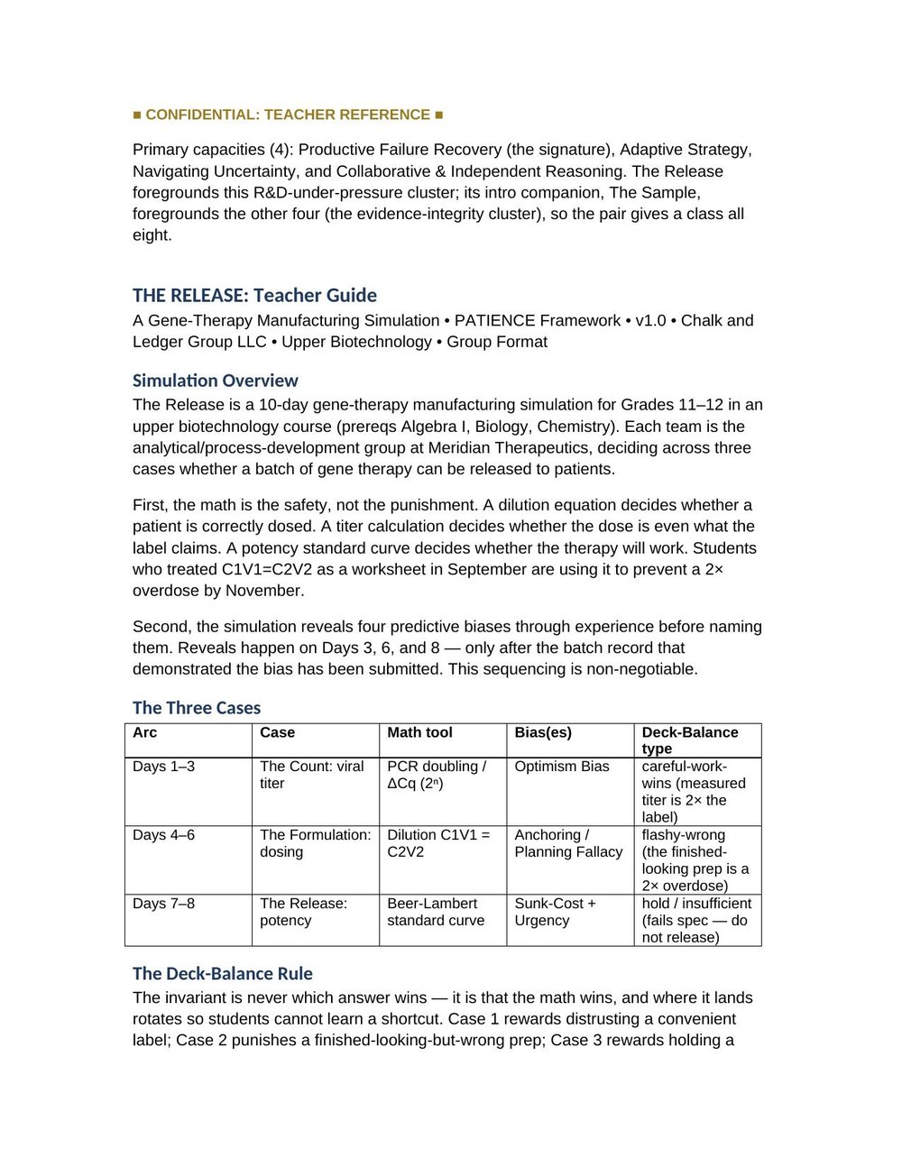 The teacher guide daily playbook for The Release