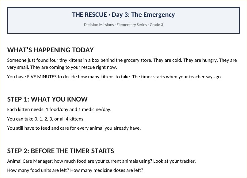The Rescue Day 3 emergency student file