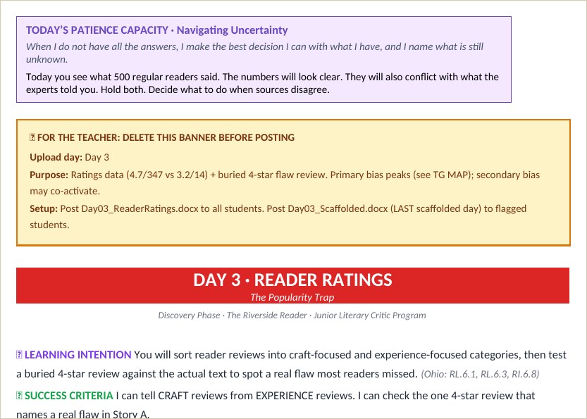 The Review student file, a key day