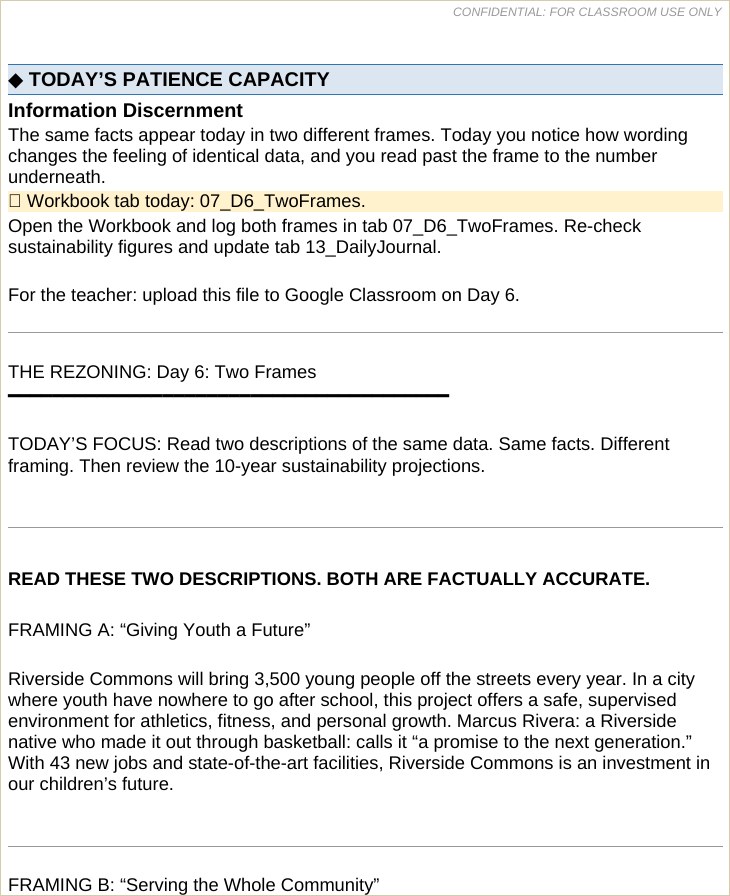 The Rezoning framing-day student file