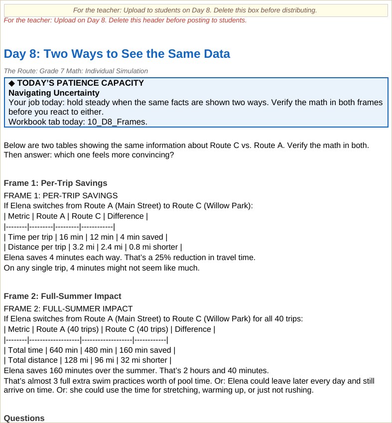The Route framing-day student file
