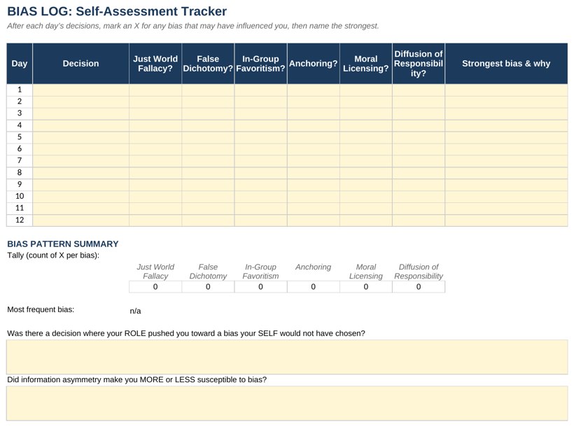 The student workbook spreadsheet with the Info Tracker and daily journal tabs.