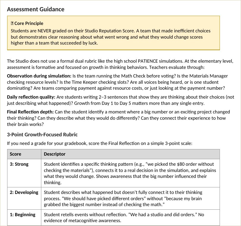 The grading note: graded on reasoning, not the earnings