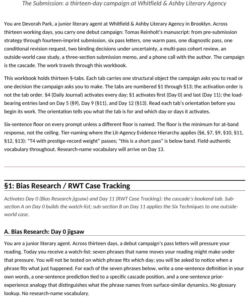 An open student Workbook page with a pass-letter triage entry, tier-naming fields, and a six-sentence reasoning box.