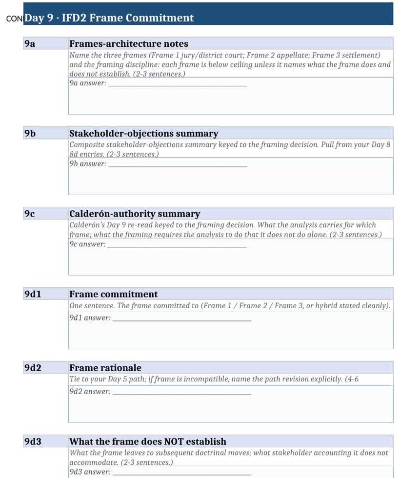 An open page from the student Workbook showing the McAllister case prompt and a space for the student's working theory and the conditions that would falsify it.
